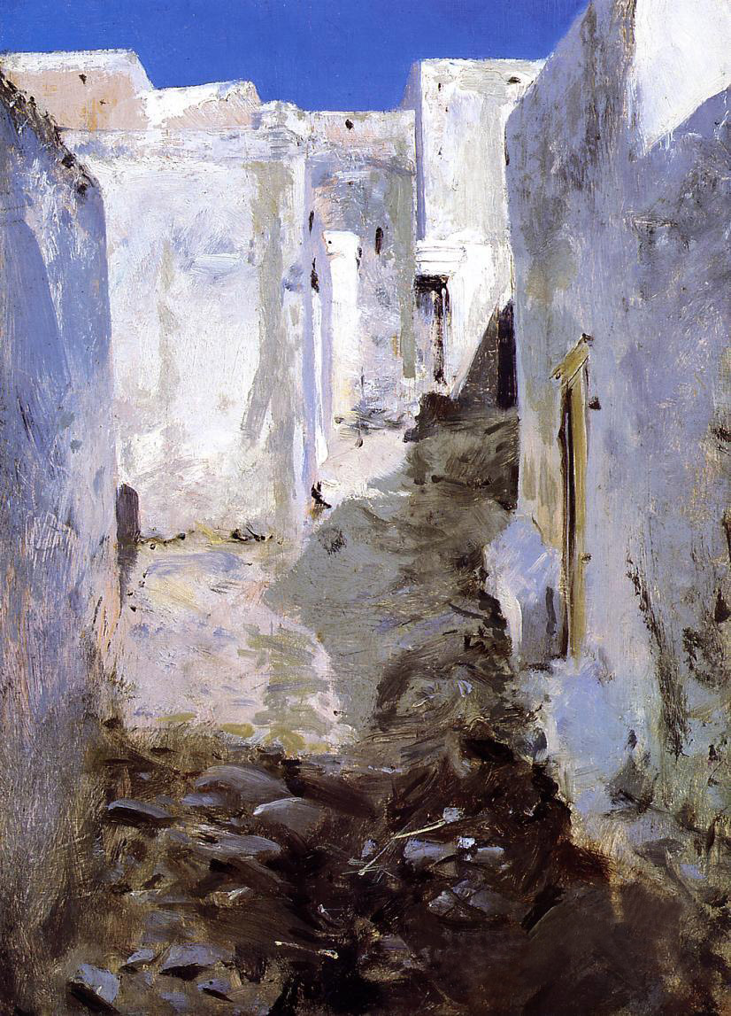 (image for) Handmade oil painting Copy paintings of famous artists John Singer Sargenti's art A Street in Algiers - Click Image to Close